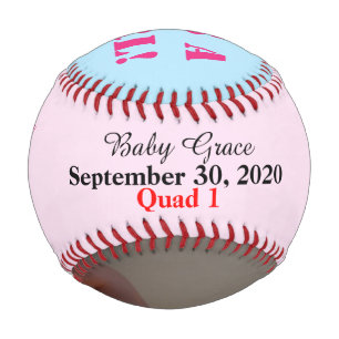 Balle De Baseball C'est une fille Quad Birth Stat Photo