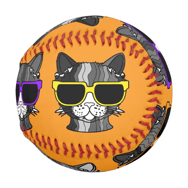 Balle De Baseball Chats Mignons avec Lunettes de Soleil (Dos Gauche)