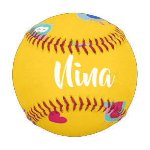 Balle De Baseball Chouettes avec coeur sur orange