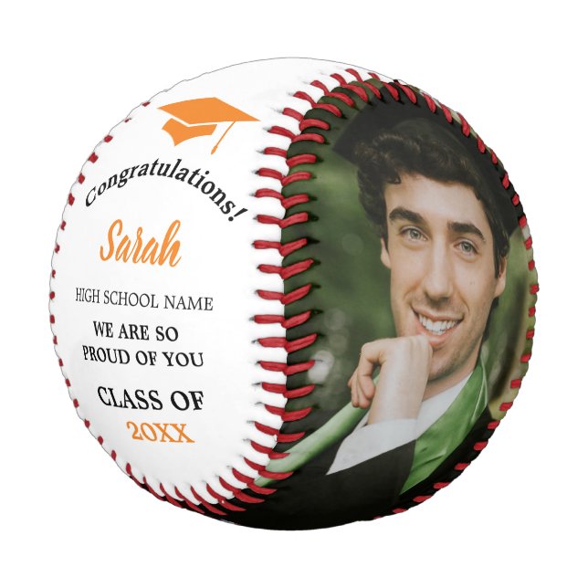 Balle De Baseball Classe Photo De Graduation Personnalisée De 2025 | (Angle)