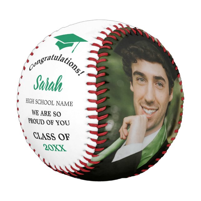 Balle De Baseball Classe Photo De Graduation Personnalisée De 2025 | (Angle)
