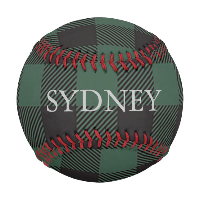Balle De Baseball Classic Vert Buffalo noir Tartan Plaid Personnalis (Devant)