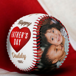 Balle De Baseball Cœur rouge Joyeuse Fête des Pères Papa 2 Photo 