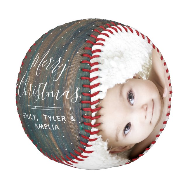 Balle De Baseball Collage photo de famille de Noël rustique (Angle)