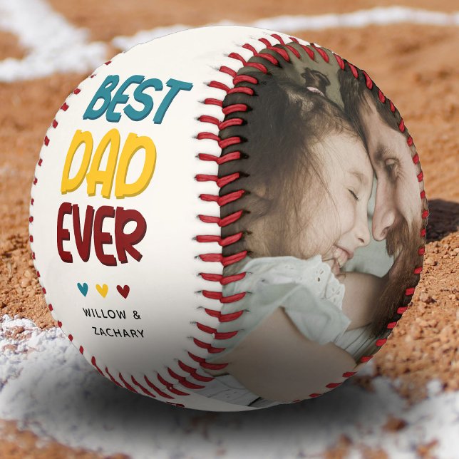 Balle De Baseball Collage photo 'Meilleur papa jamais' ambiance Rétr (Créateur téléchargé)