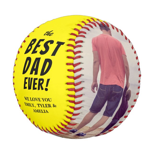 Balle De Baseball Collage photo Yellow Best Papa Ever 2 (Angle)