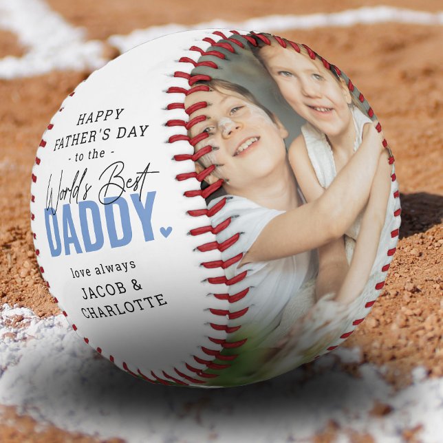 Balle De Baseball Conserver photo simple moderne 'Worlds Best Daddy' (Créateur téléchargé)