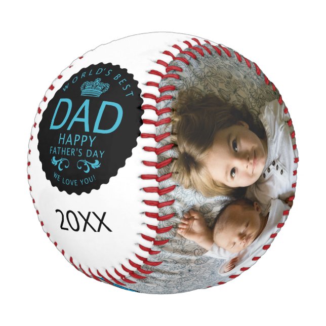 Balle De Baseball Cool Worlds Meilleure Fête des pères papa Photo (Angle)