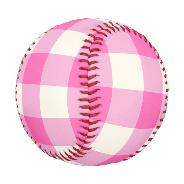Balle De Baseball Cottagecore En vichy rose (Angle)