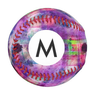 Balle De Baseball Couleur d'aquarelle verte et violette