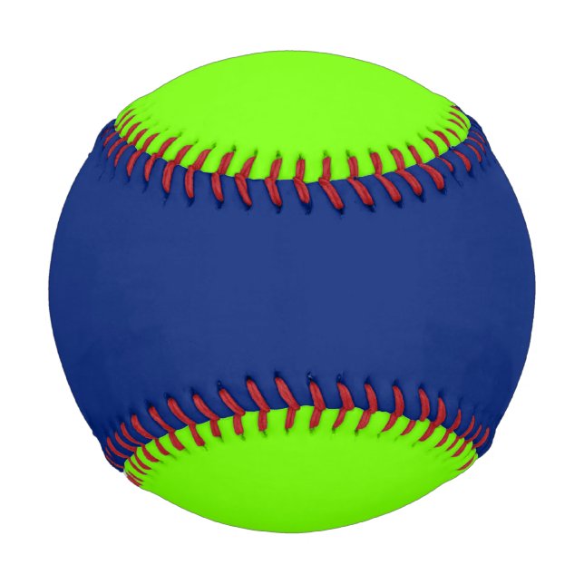 Balle De Baseball couleur solide bleu foncé et vert néon (Devant)