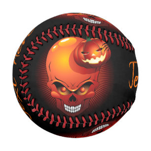 Balle De Baseball Crâne d'Halloween et Citrouille