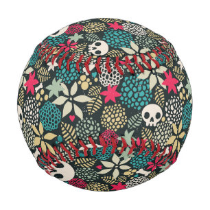 Balle De Baseball Crâne en fleurs