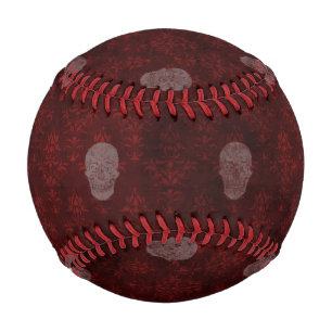 Balle De Baseball Crânes victoriens tombés Rouge