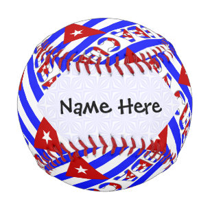 Balle De Baseball Cuba et Drapeau Cubain Bleu Clair Carrelé Votre No