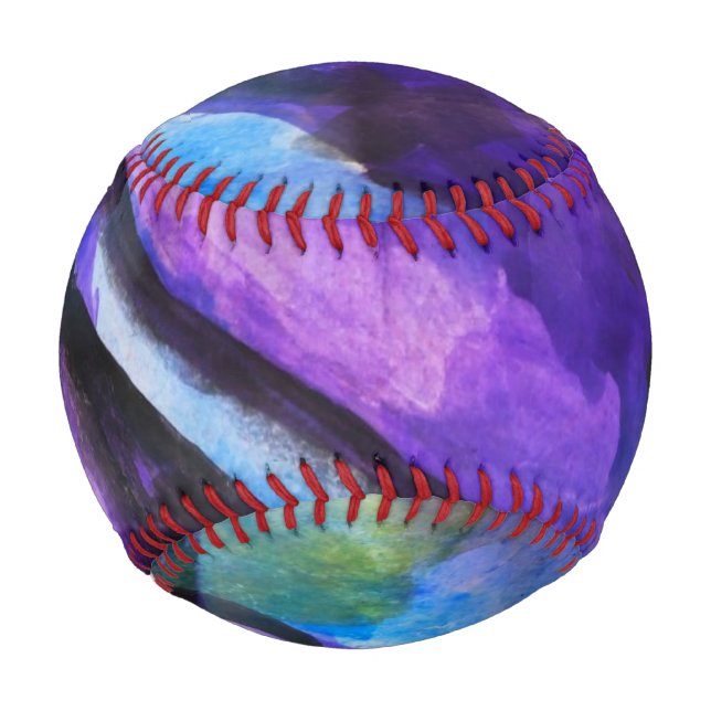 Balle De Baseball cubisme transparent violet, art abstrait bleu (Devant)