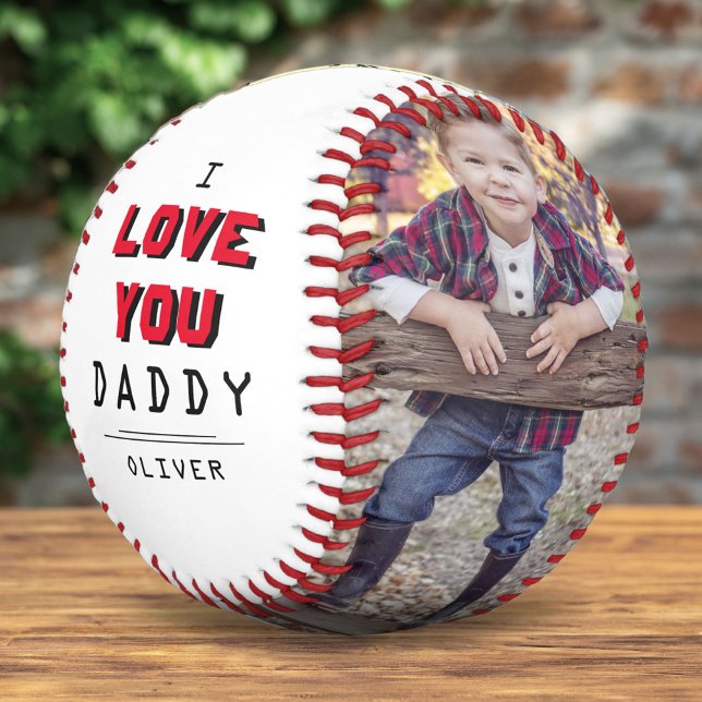 Balle De Baseball Cute Love You Papa Typographie 2 Photo Collage (Créateur téléchargé)