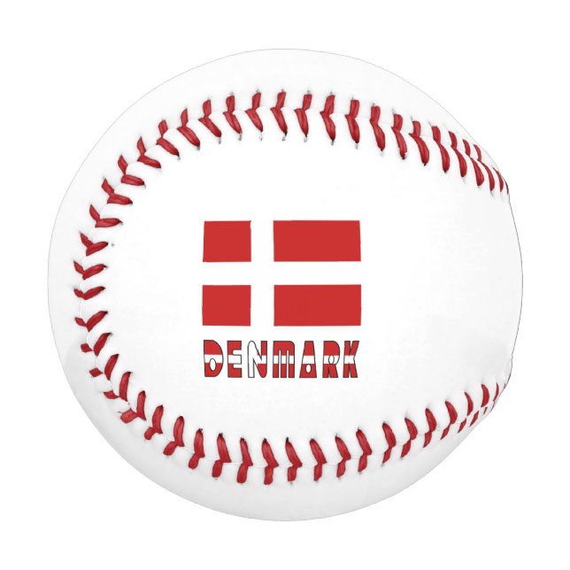 Balle De Baseball Danemark et Drapeau Danois Personnalisés  (Devant Gauche)
