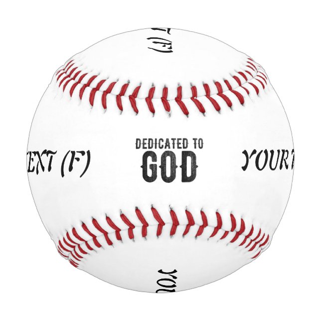 BALLE DE BASEBALL DÉDIÉ À DIEU PERSONNALISABLE COOL TEXTE NOIR (Devant)