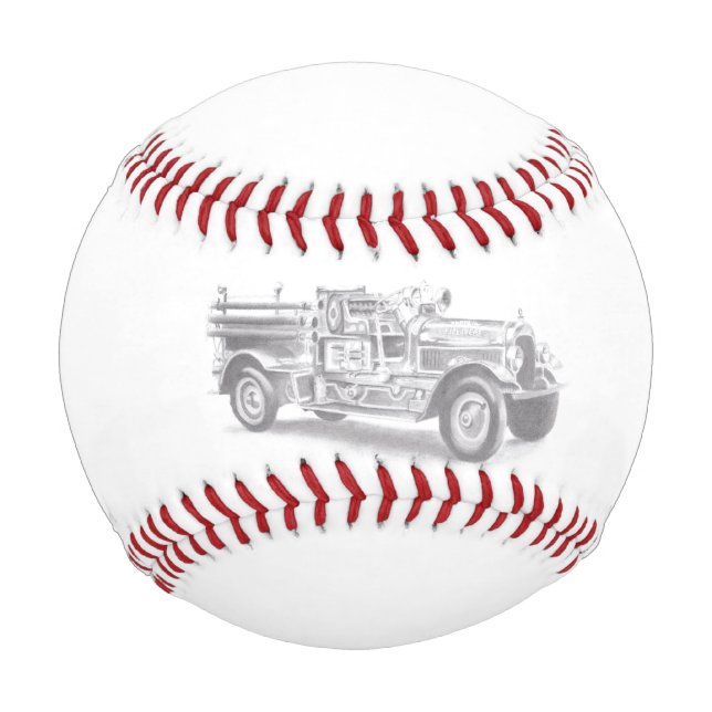 Balle De Baseball dessin au crayon vintage pour camion à feu (Devant)