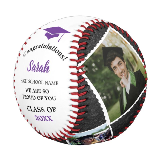 Balle De Baseball Diplôme Personnalisé 4 Classe Photo De 2025 | Pour (Angle)