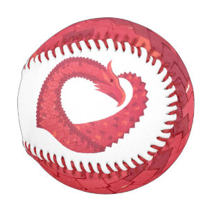 Balle De Baseball Dragon cœur rouge sur fond blanc