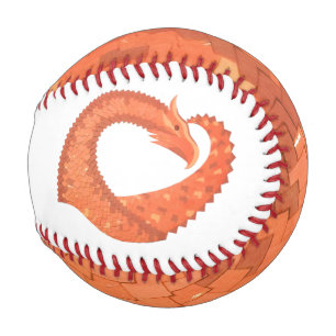 Balle De Baseball Dragon de coeur orange sur blanc