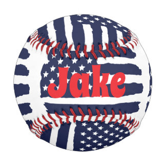 Balle De Baseball Drapeau Américain Personnalisé Et Nom