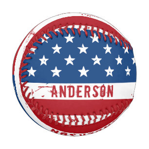 Balle De Baseball Drapeau américain Personnaliser Patriotique Rouge 