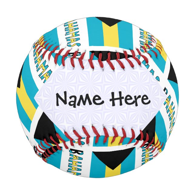 Balle De Baseball Drapeau bahaméen avec votre nom (Devant)
