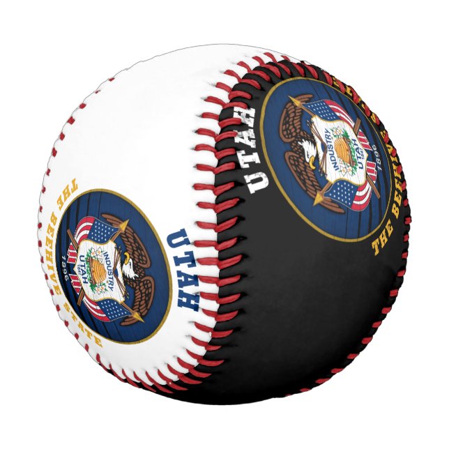 BALLE DE BASEBALL DRAPEAU DE L'ÉTAT D'UTAH BEEHIVE (Angle)