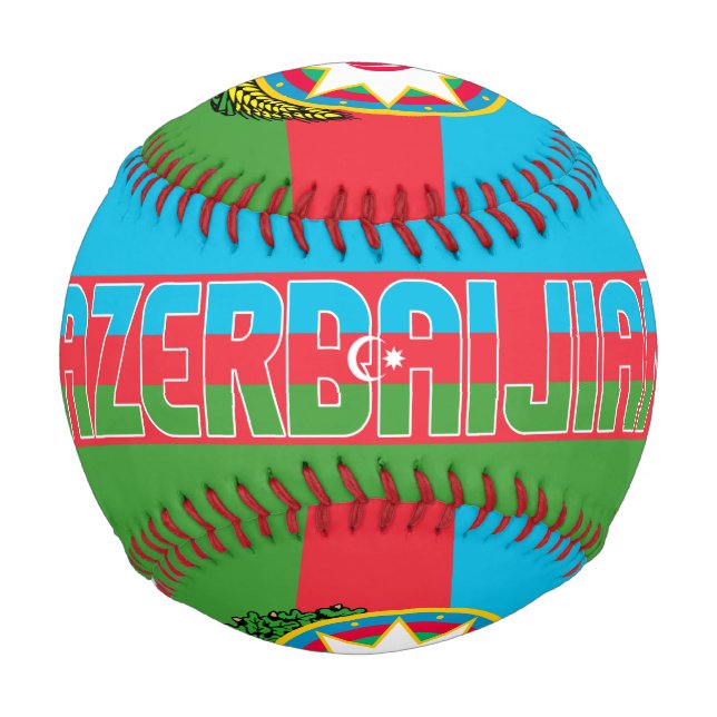 Balle De Baseball Drapeau et blason d'Azerbaïdjan Patriotique (Devant)