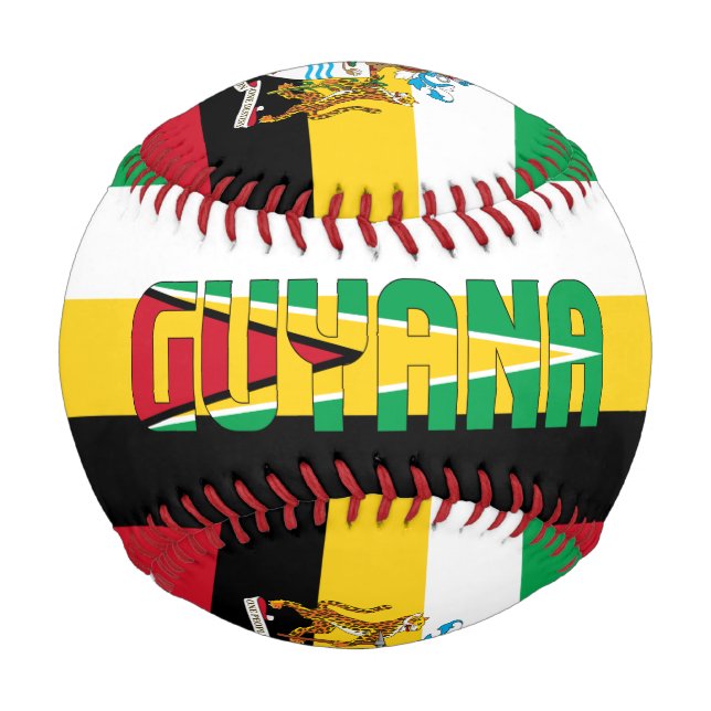 Balle De Baseball Drapeau et blason du Guyana Patriotique (Devant)