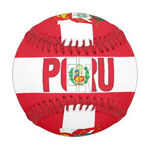 Balle De Baseball Drapeau et blason du Pérou Patriotique