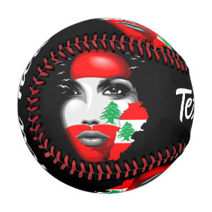 Balle De Baseball Drapeau et carte du Liban sur le visage de la fill