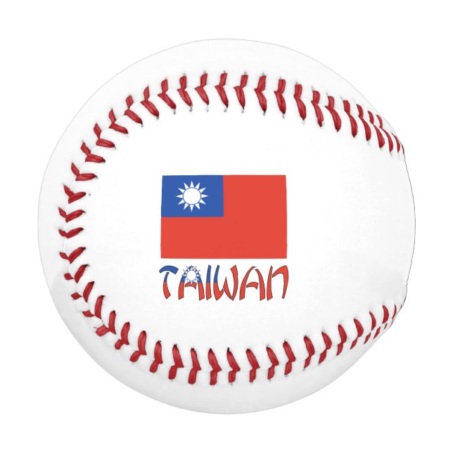 Balle De Baseball Drapeau taïwanais avec votre nom (Devant Gauche)
