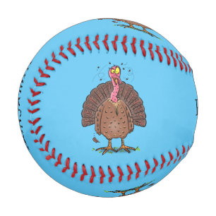 Balle De Baseball Drôle dinde marron de la ferme avec des mouches de