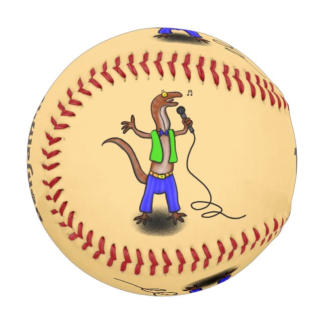Balle De Baseball Drôle lézard chantant avec bande dessinée de micro (Devant Gauche)