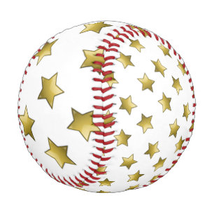 Balle De Baseball Élégant or étoiles motif blanc