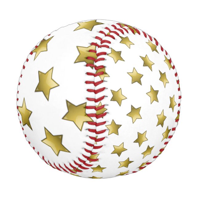 Balle De Baseball Élégant or étoiles motif blanc (Angle)