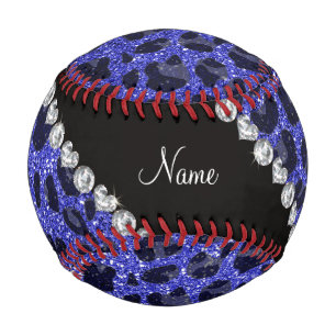 Balle De Baseball Empreinte de léopard d'parties scintillant bleu né