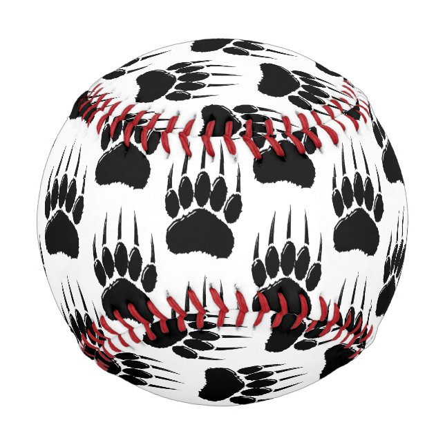 Balle De Baseball Empreinte de patte de l'ours noir brillant (Devant)