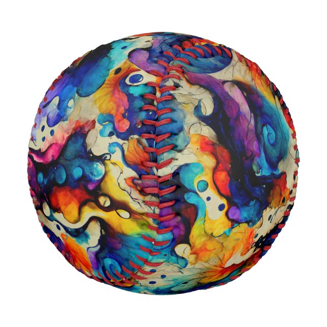 Balle De Baseball Encre liquide colorée Abstraction (Angle)