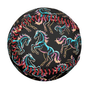 Balle De Baseball Enseigne au néon Cheval Style Rétro Glitch