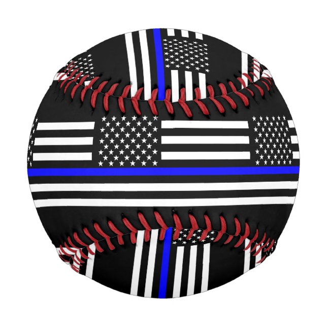 Balle De Baseball États-Unis Drapeau Le Thème Ligne Bleue Mince (Devant)