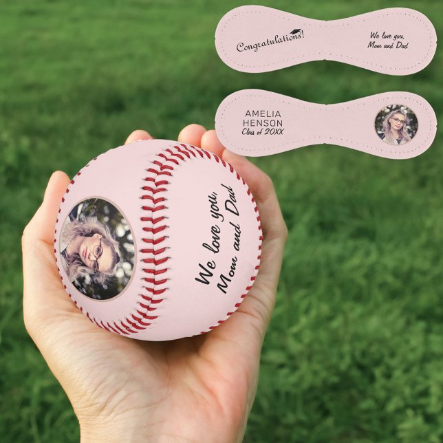 Balle De Baseball Félicitations Blush Pink Graduation Photo (Créateur téléchargé)