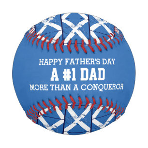 Balle De Baseball Fête des pères #1 NUMÉRO 1 PAPA DRAPEAU D'Ecosse