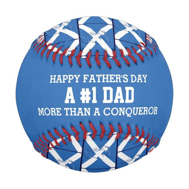 Balle De Baseball Fête des pères #1 NUMÉRO 1 PAPA DRAPEAU D'Ecosse (Devant)