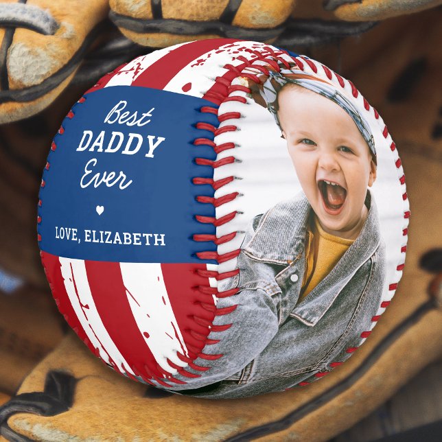 Balle De Baseball Fête des pères patriotique DADDY Drapeau américain (Créateur téléchargé)