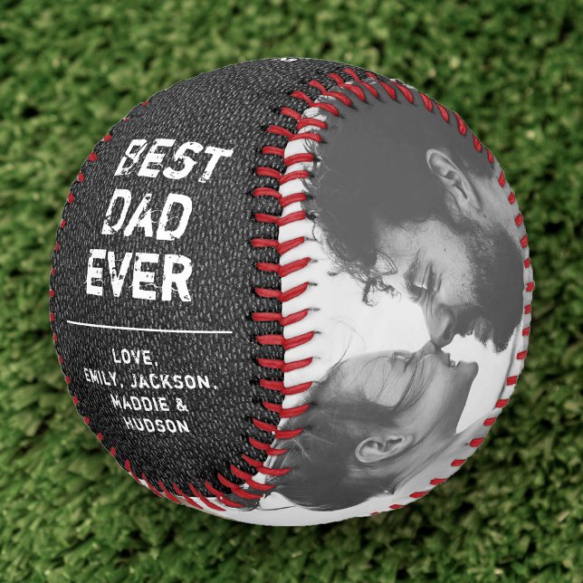 Balle De Baseball Fête des pères photo moderne Rustique Cool Vintage (Rustic Cool Modern Photo Father's Day Vintage Baseball)